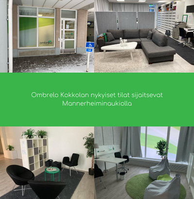 Ombrelo Kokkolan nykyiset tilat sijaitsevat Mannerheiminaukiolla
