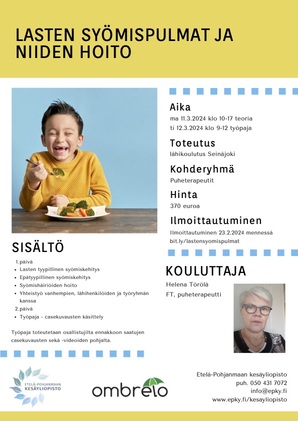 Lasten syömispulmat ja niiden hoito -koulutus 2024