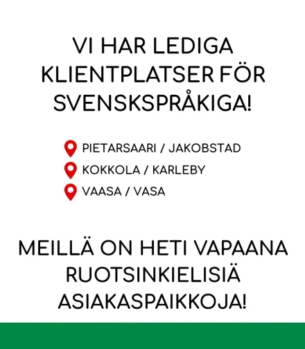 Vapaita ruotsinkielisia asiakaspaikkoja