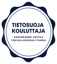 Sininen tietosuojakouluttaja logo ilman taustaa