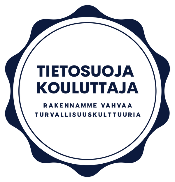 Sininen tietosuojakouluttaja logo ilman taustaa